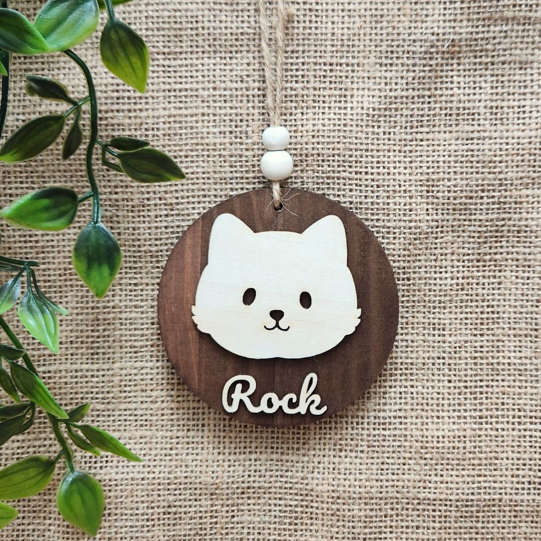 Bunny Initial Hanging - Personalized (Dark Wood)