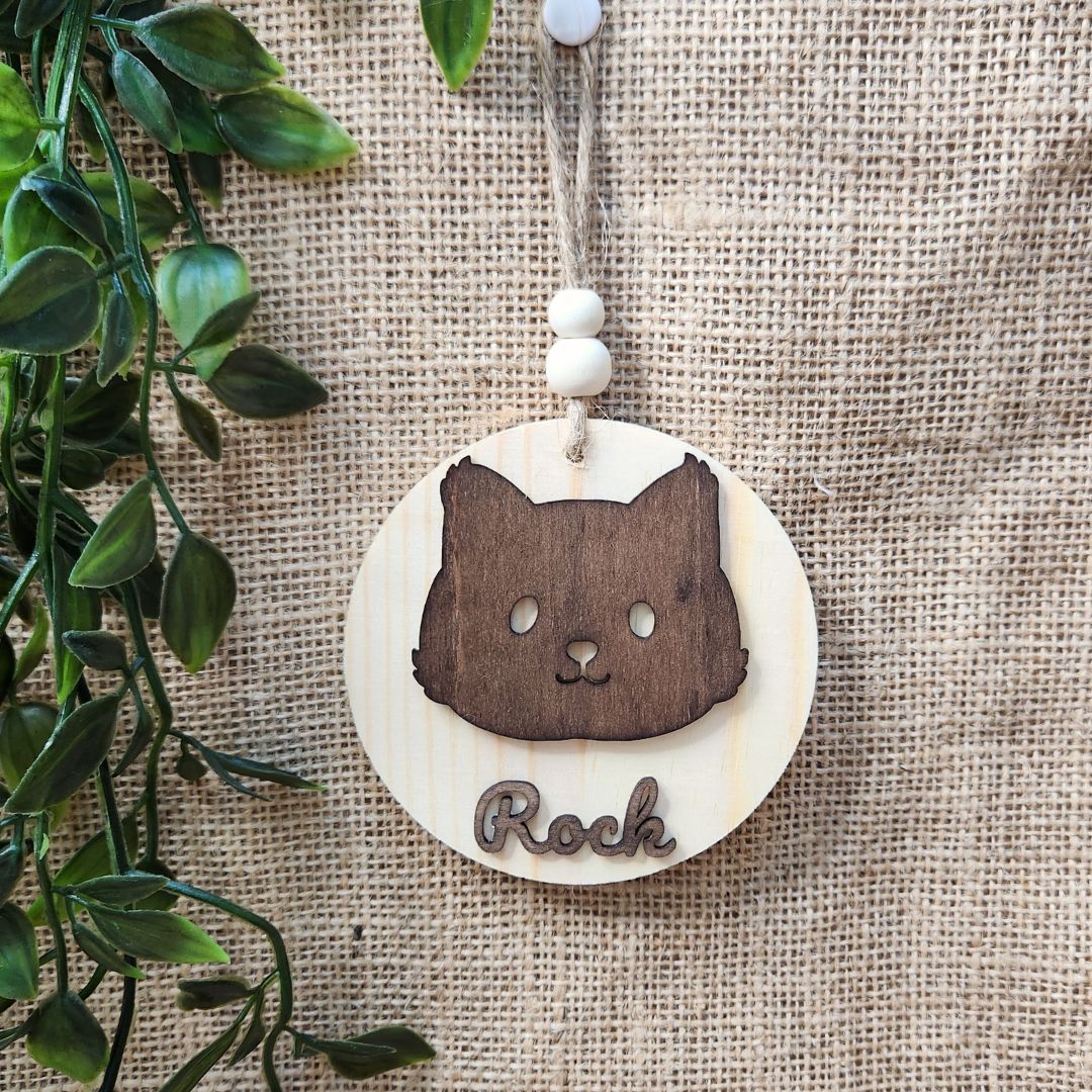Bunny Initial Hanging - Personalized (Dark Wood)