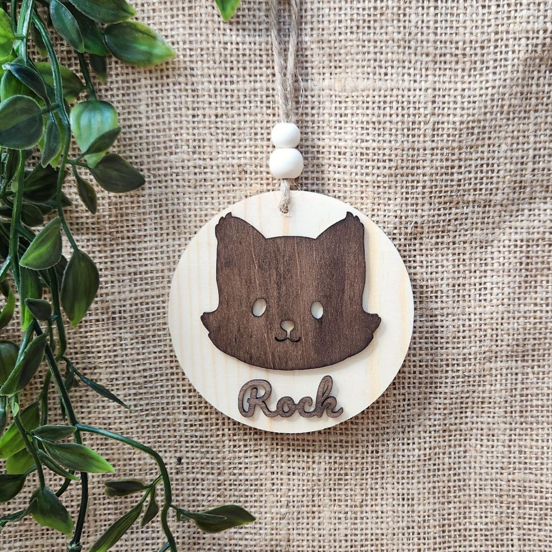 Bunny Initial Hanging - Personalized (Dark Wood)