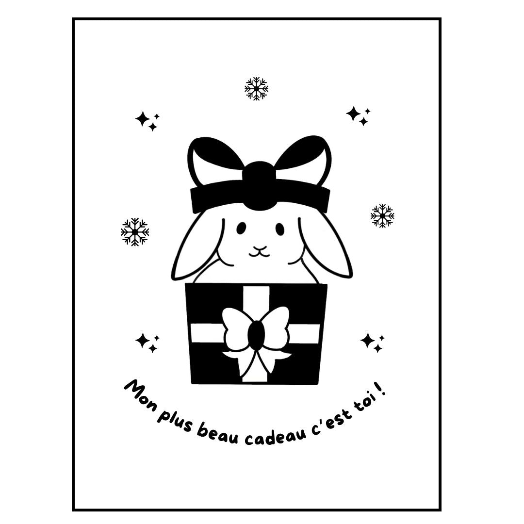Affiche kraft A4 Noël Lapin - Illustration au choix