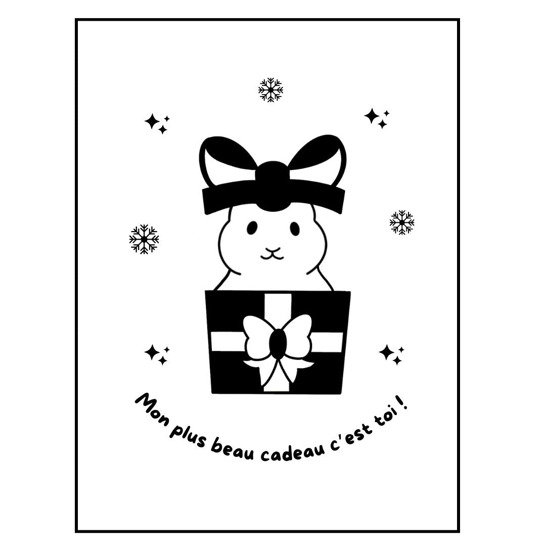 Affiche kraft A4 Noël Lapin - Illustration au choix