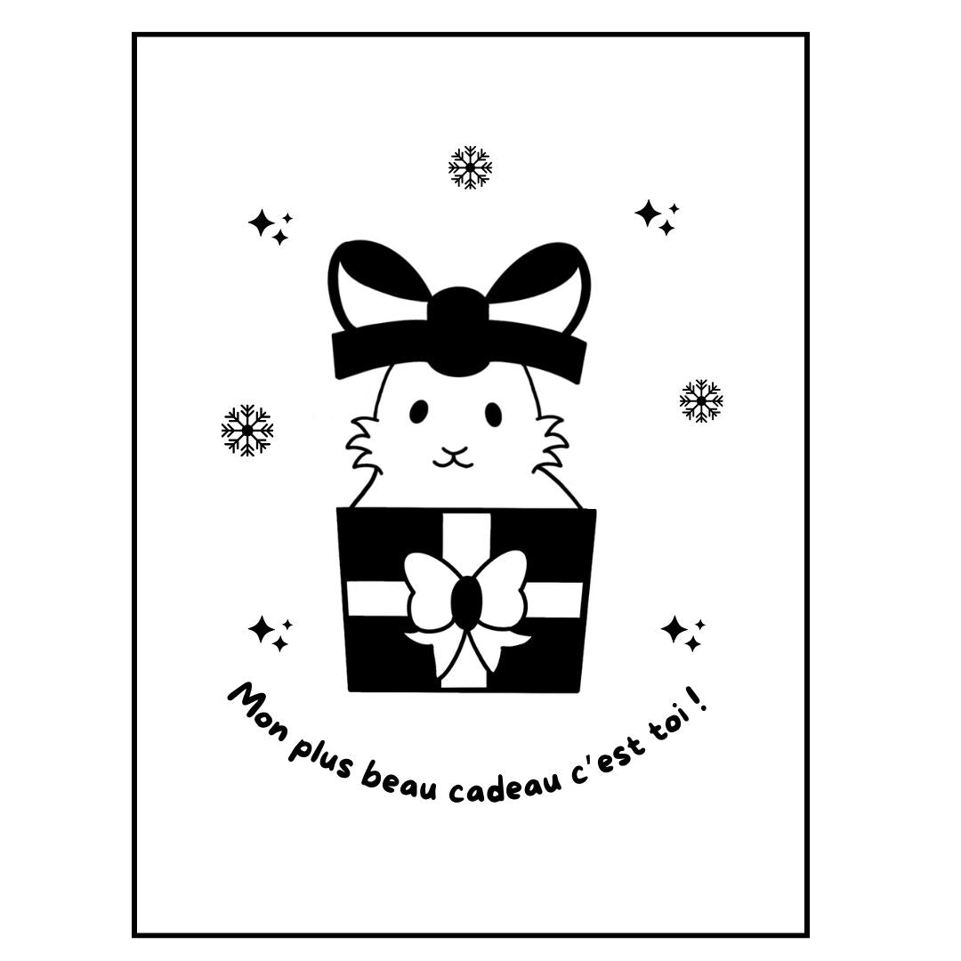 Affiche kraft A4 Noël Lapin - Illustration au choix