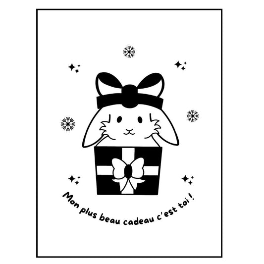 Affiche kraft A4 Noël Lapin - Illustration au choix