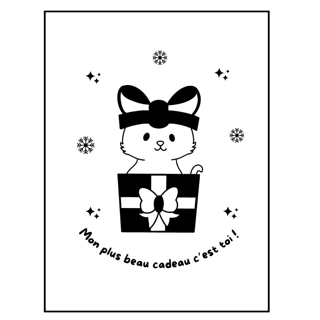 Affiche kraft A4 Noël chat - Illustration au choix