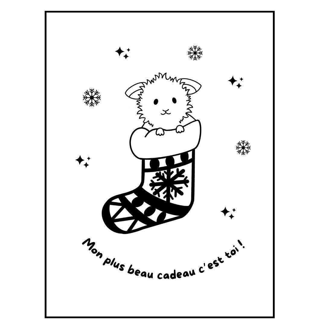 Affiche kraft A4 Noël Lapin - Illustration au choix