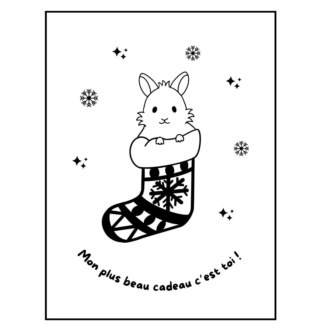 Affiche kraft A4 Noël Lapin - Illustration au choix