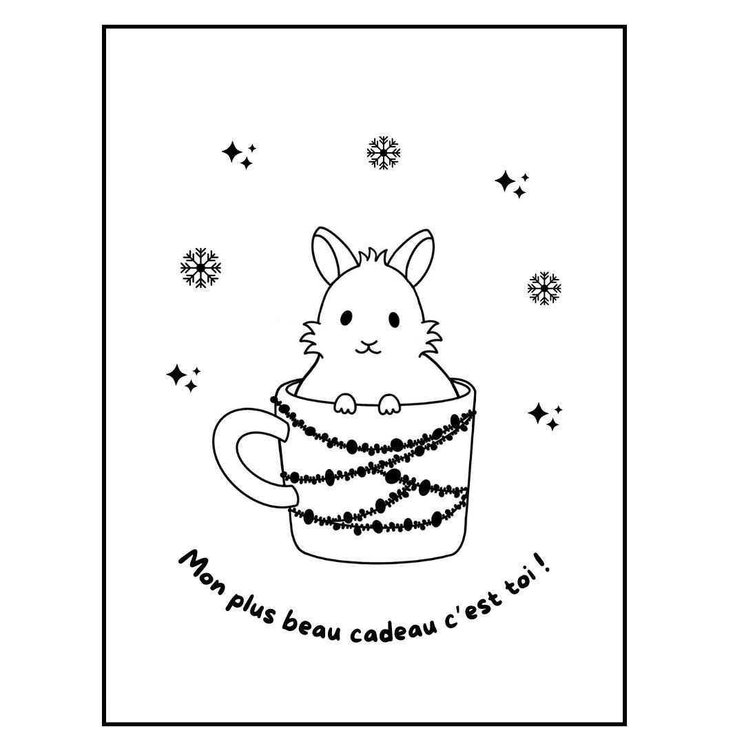 Affiche kraft A4 Noël Lapin - Illustration au choix