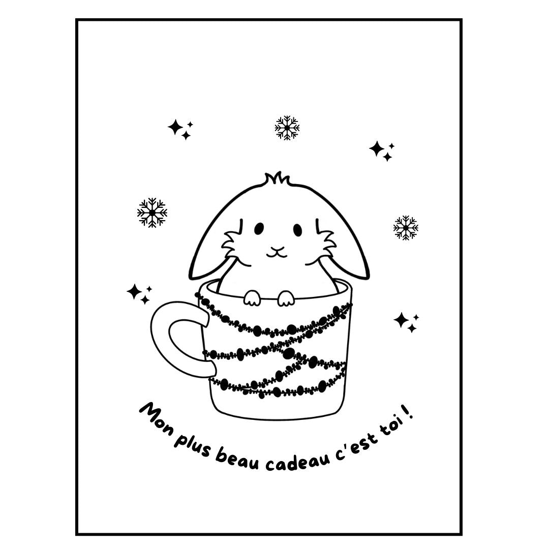 Affiche kraft A4 Noël Lapin - Illustration au choix