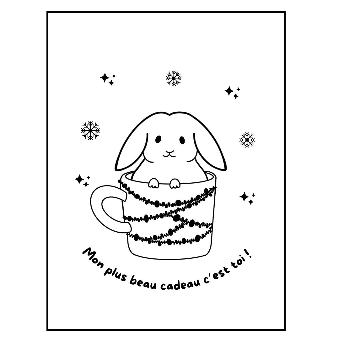 Affiche kraft A4 Noël Lapin - Illustration au choix