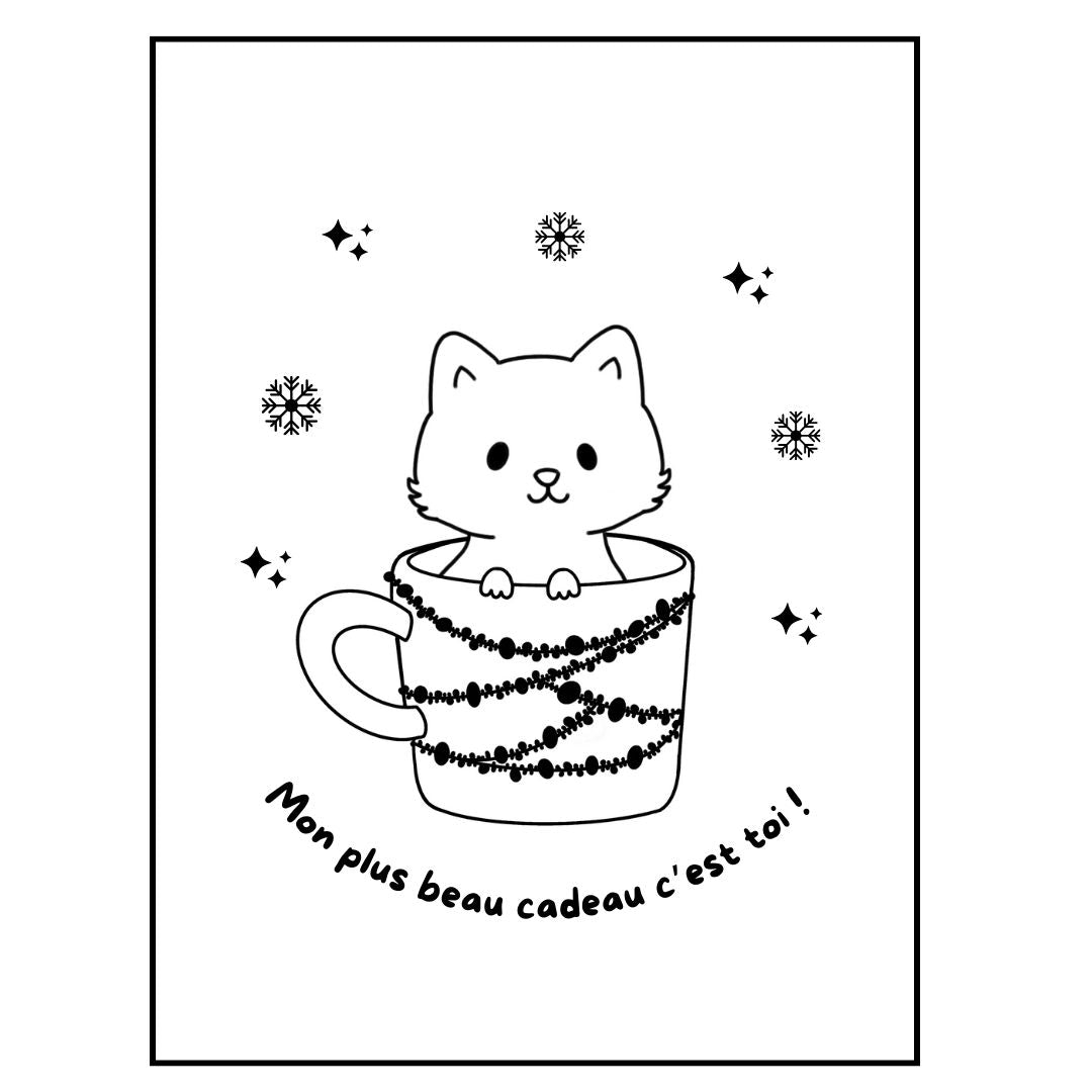 Affiche kraft A4 Noël chat - Illustration au choix