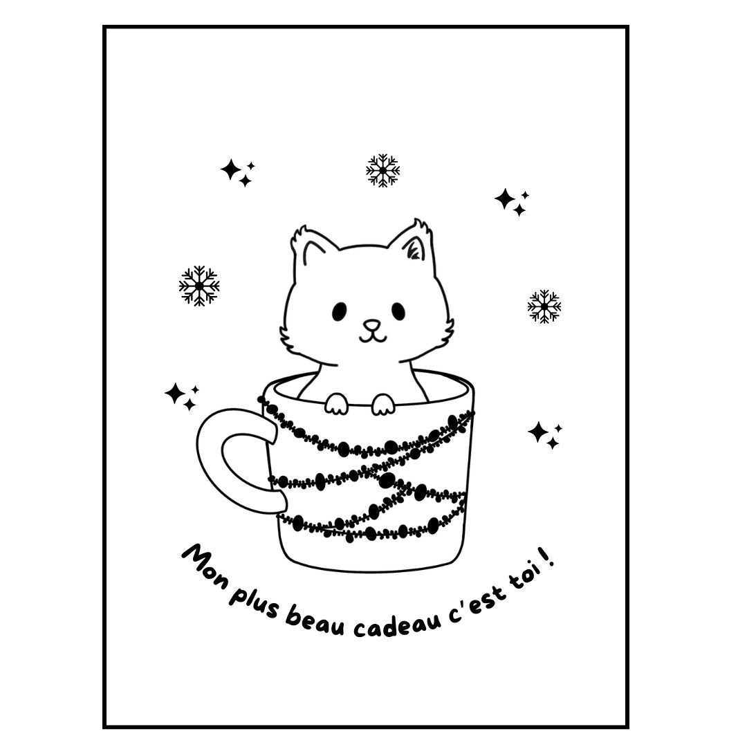 Affiche kraft A4 Noël chat - Illustration au choix