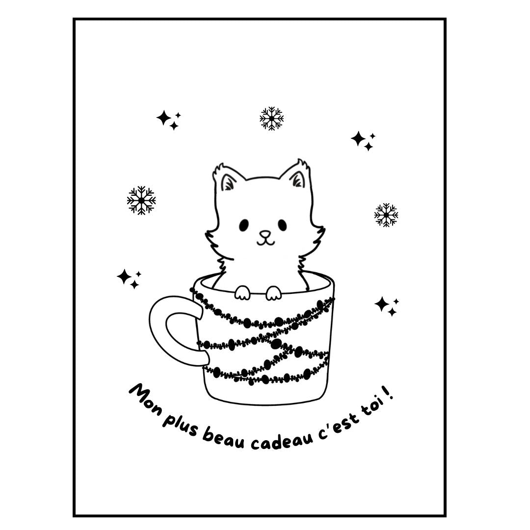 Affiche kraft A4 Noël chat - Illustration au choix