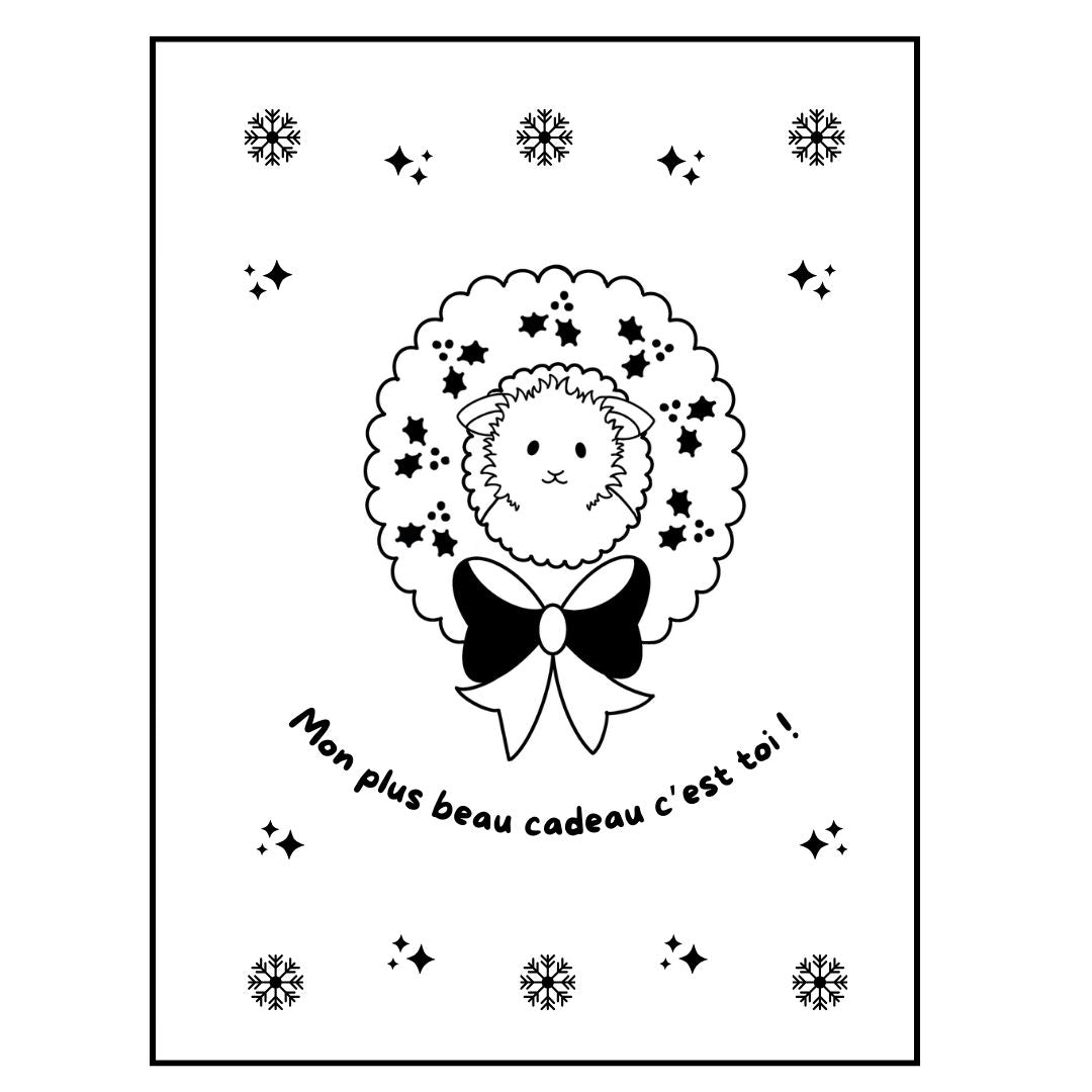 Affiche kraft A4 Noël Lapin - Illustration au choix