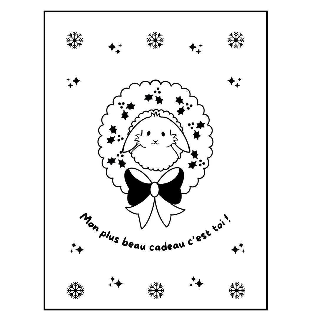 Affiche kraft A4 Noël Lapin - Illustration au choix