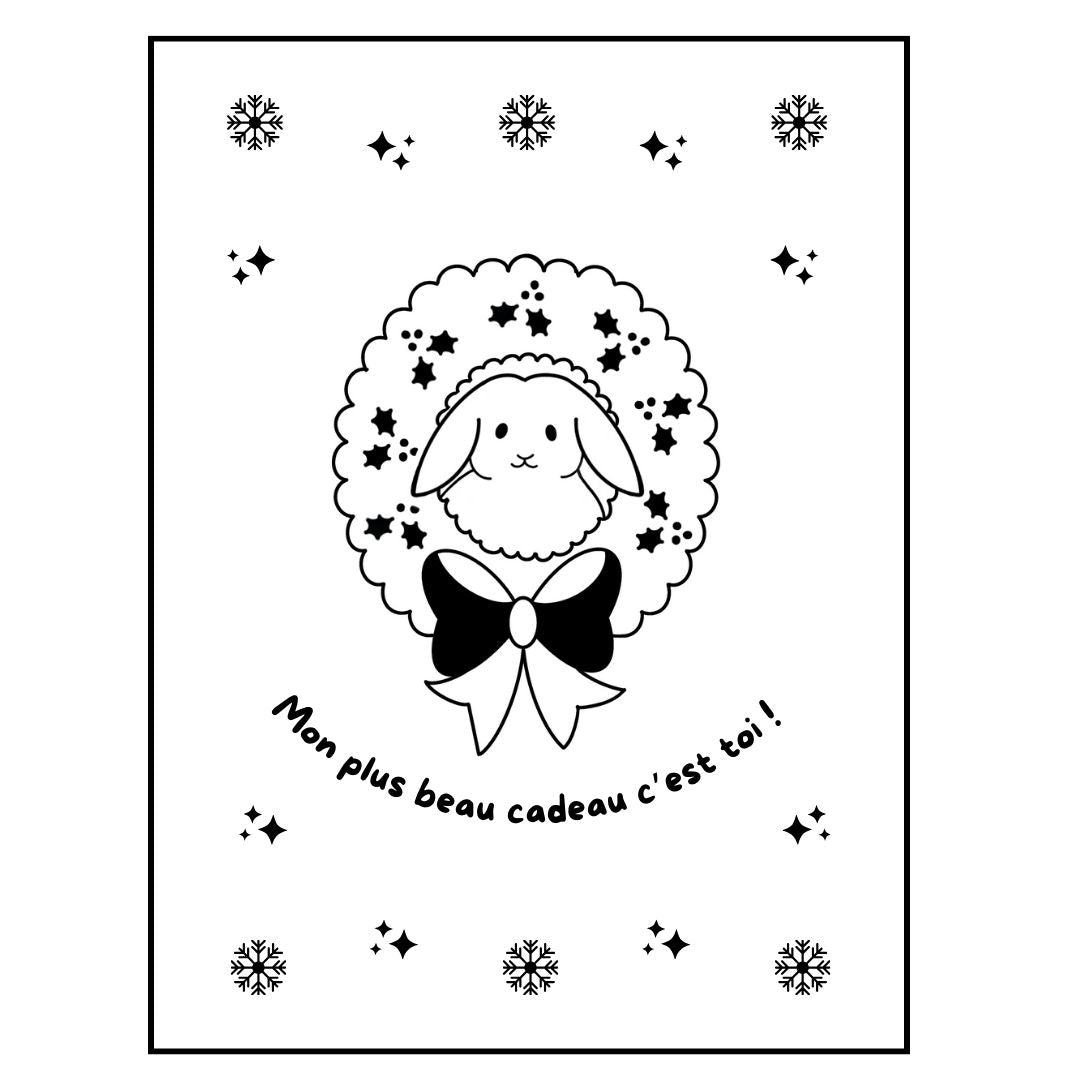 Affiche kraft A4 Noël Lapin - Illustration au choix