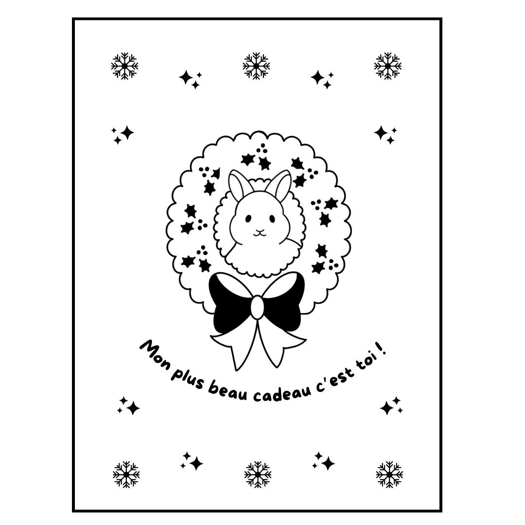 Affiche kraft A4 Noël Lapin - Illustration au choix