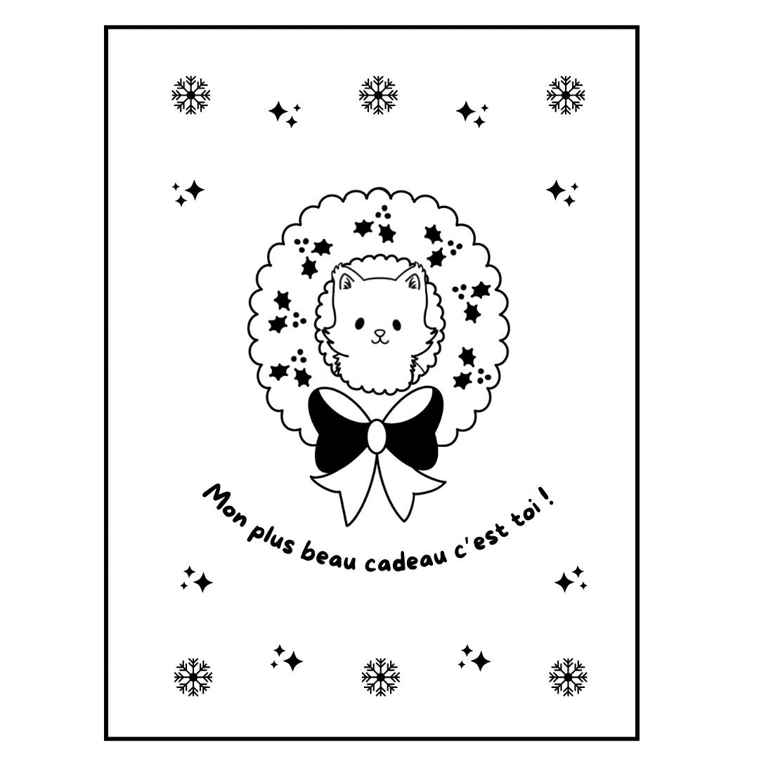 Affiche kraft A4 Noël chat - Illustration au choix