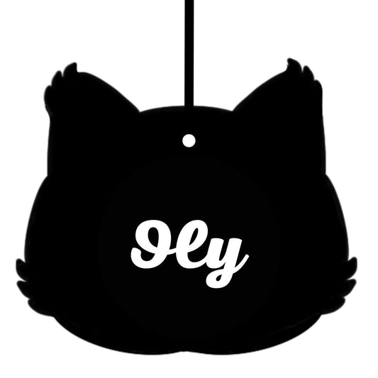 Suspension chat - Bois clair avec gravure personnalisée