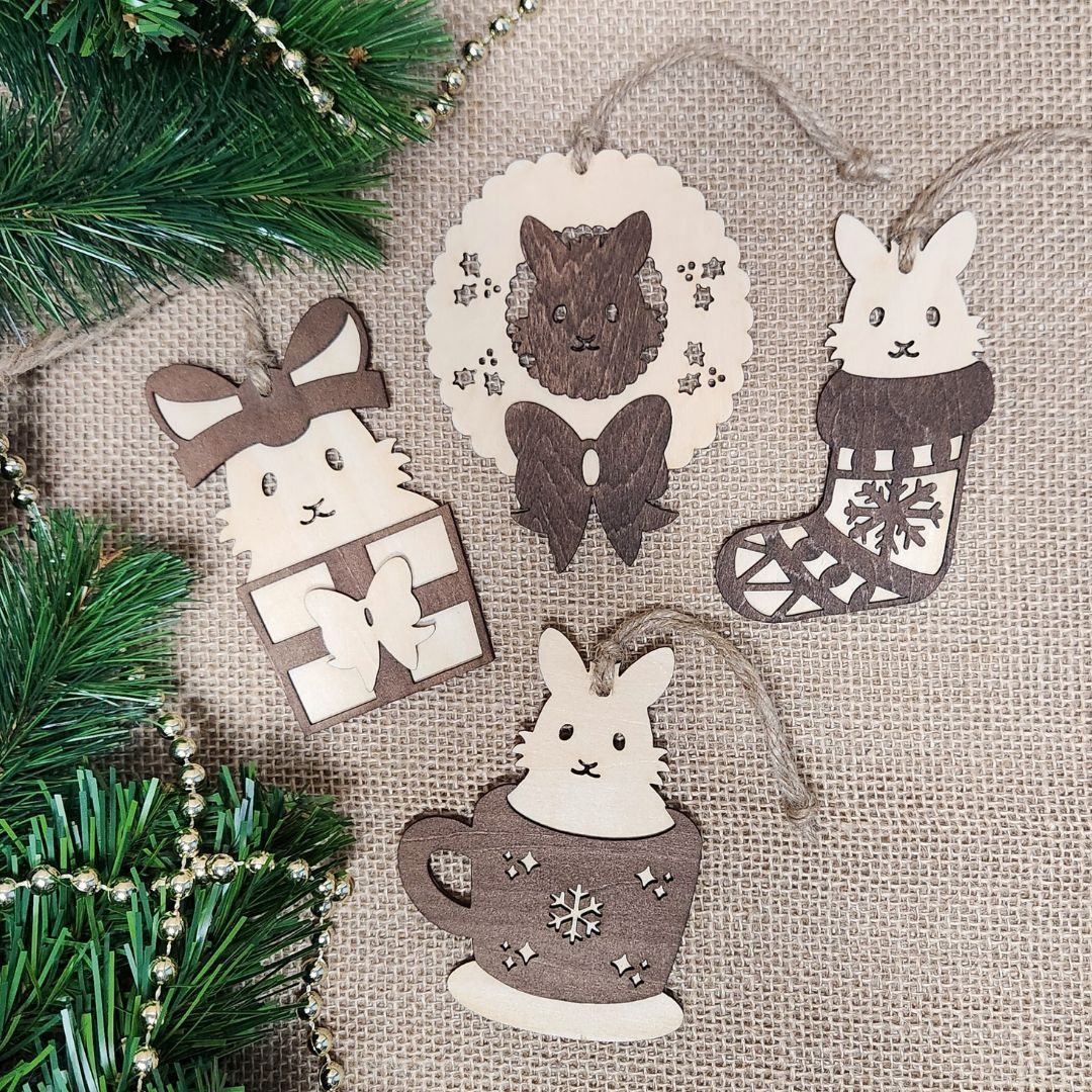 Suspension de Noël en bois - Lapin
