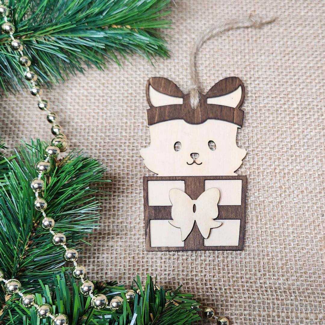 Suspension de Noël en bois - Chat
