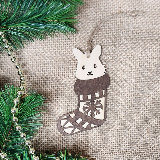 Suspension de Noël en bois - Lapin
