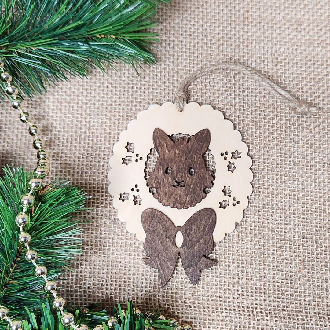 Suspension de Noël en bois - Lapin
