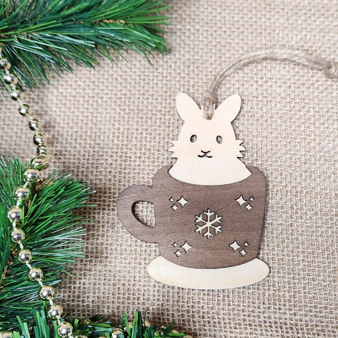 Suspension de Noël en bois - Lapin