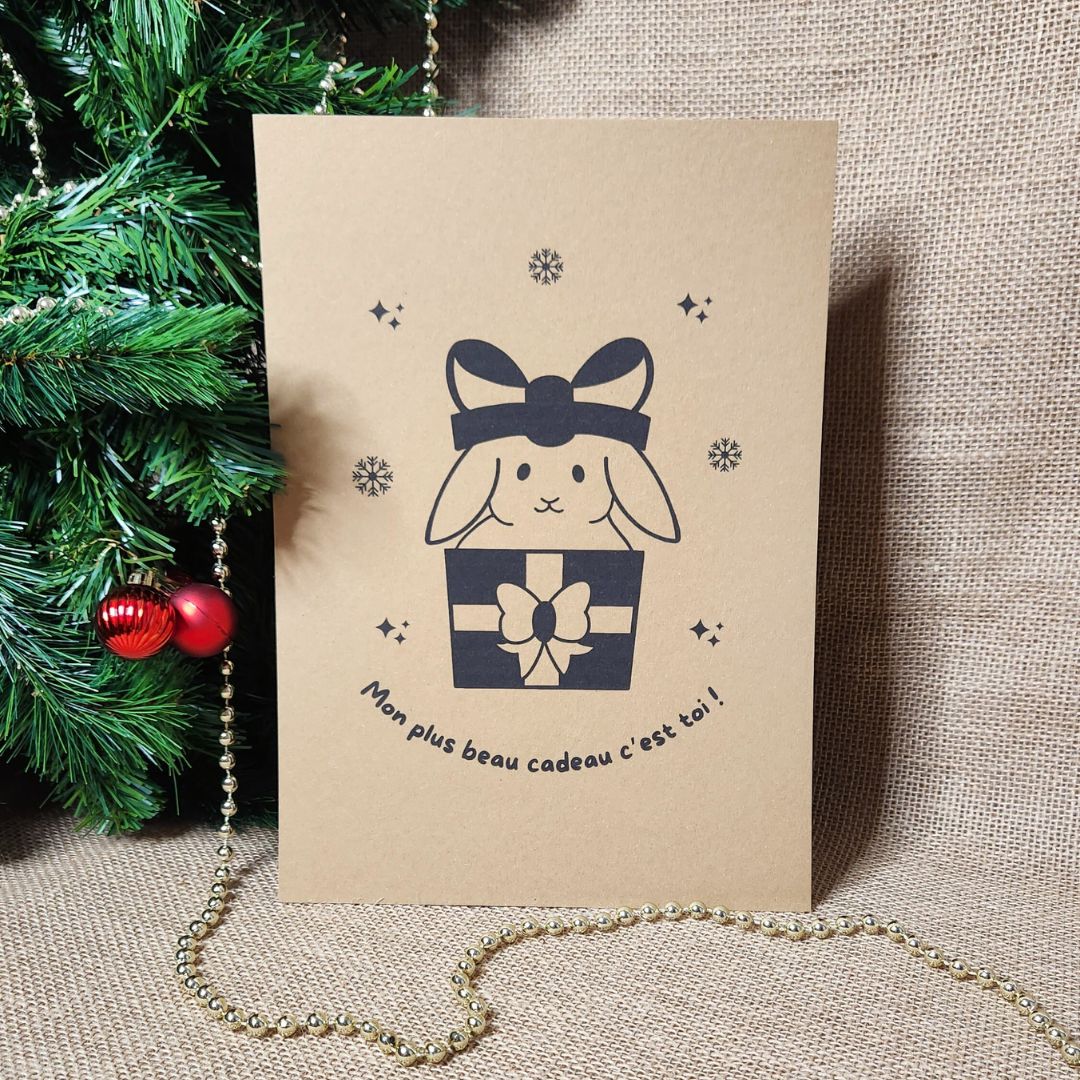 Affiche kraft A4 Noël Lapin - Illustration au choix