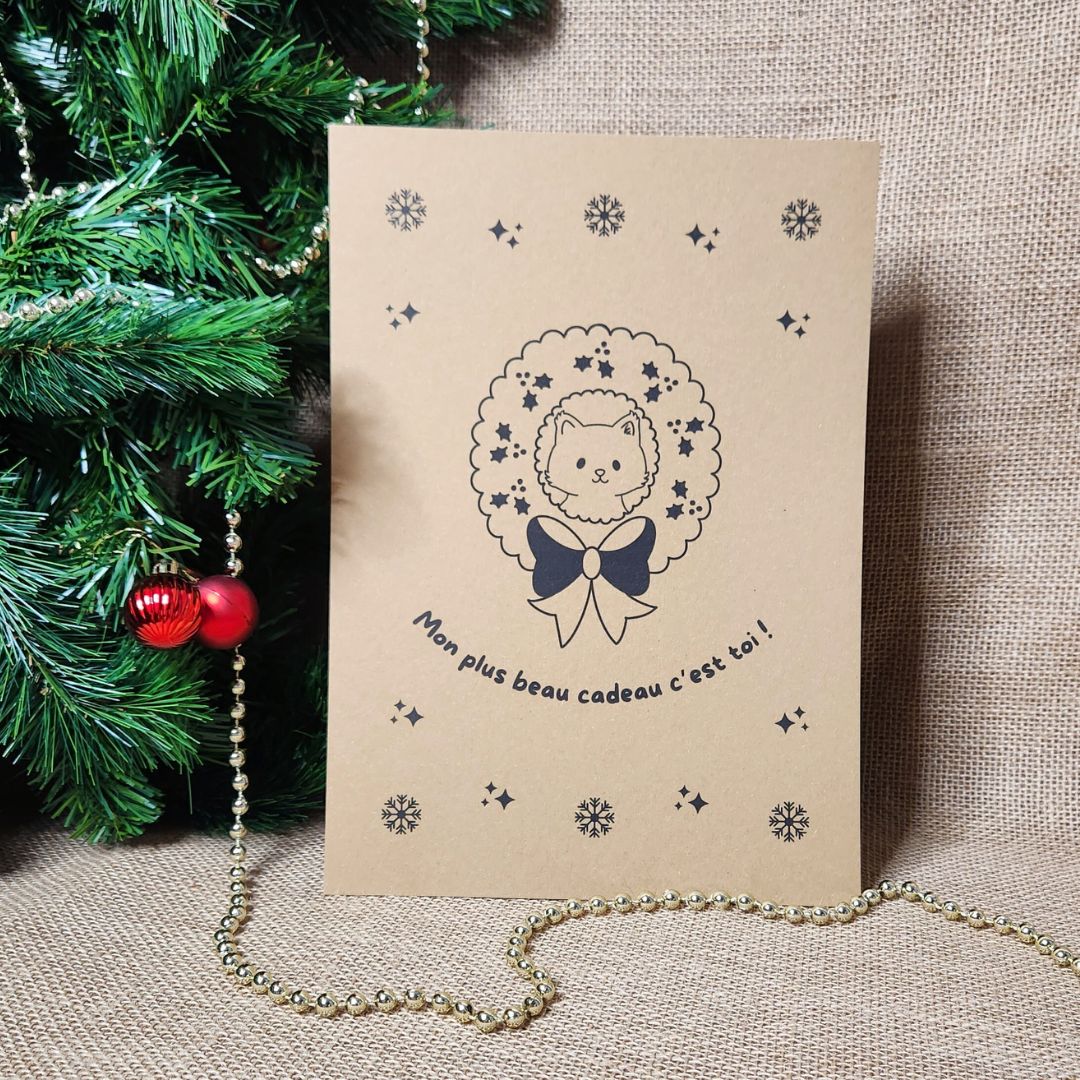Affiche kraft A4 Noël chat - Illustration au choix