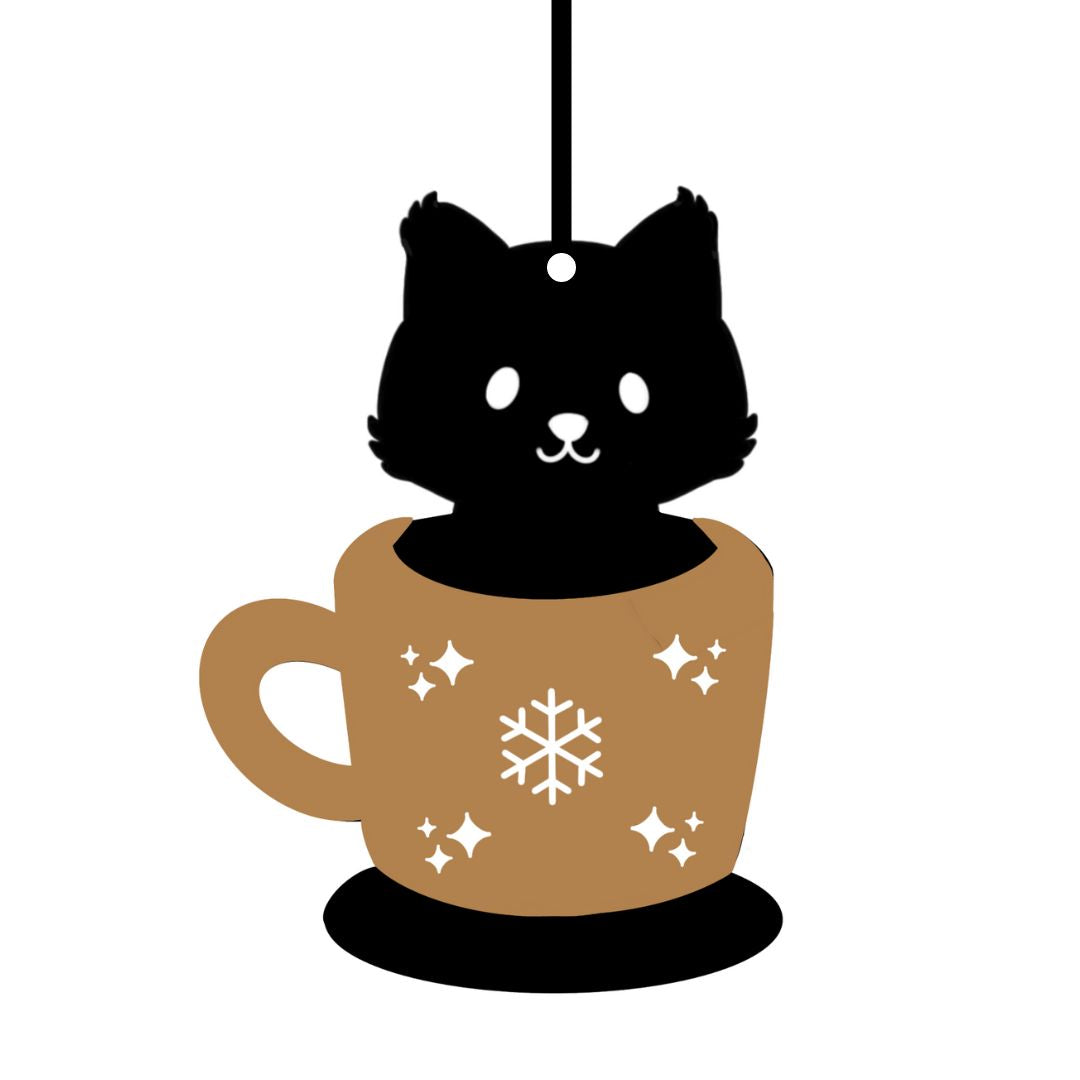 Suspension de Noël en bois - Chat