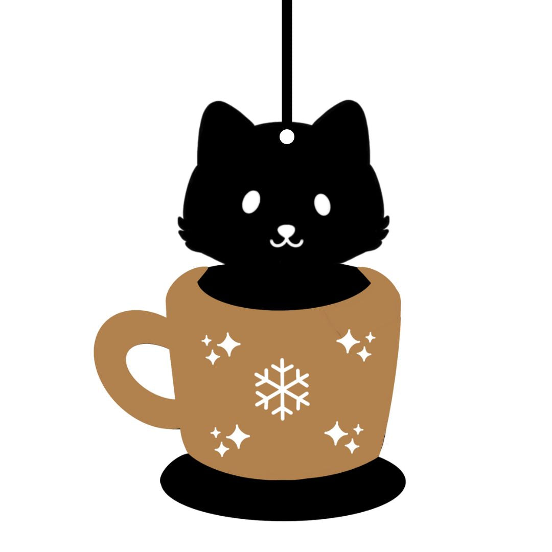Suspension de Noël en bois - Chat