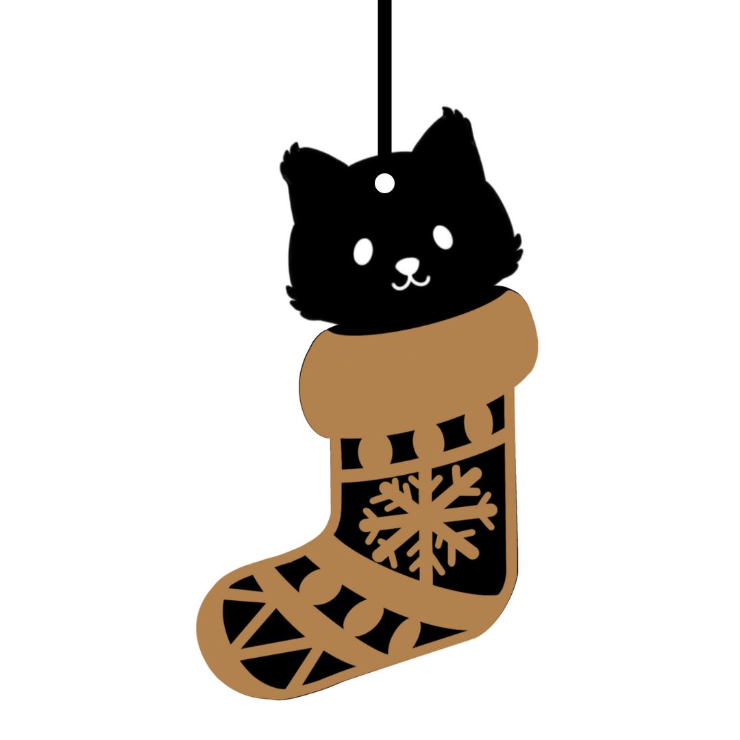 Suspension de Noël en bois - Chat