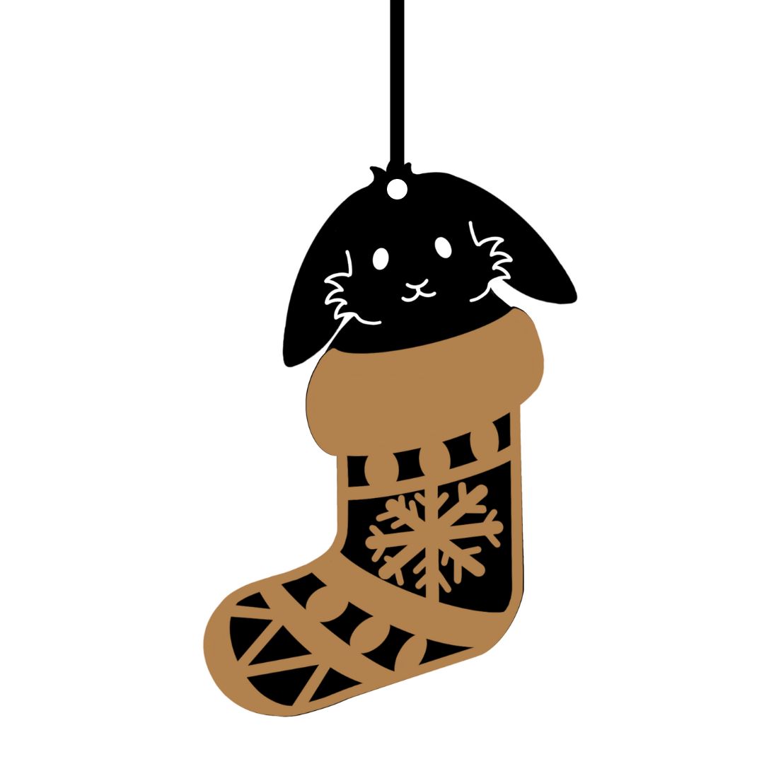 Suspension de Noël en bois - Lapin