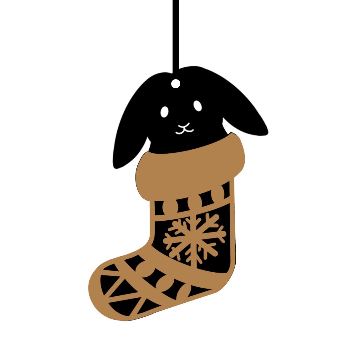Suspension de Noël en bois - Lapin