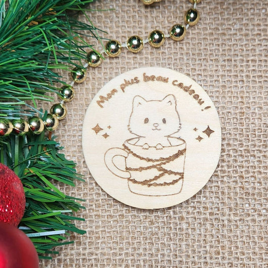 Magnet Noël chat - Gravure au choix