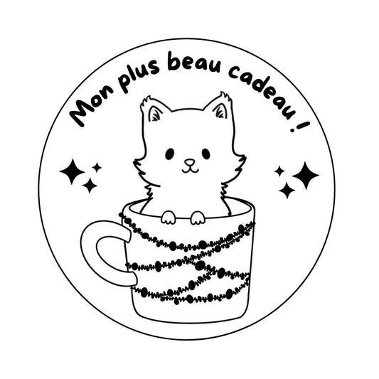 Magnet Noël chat - Gravure au choix