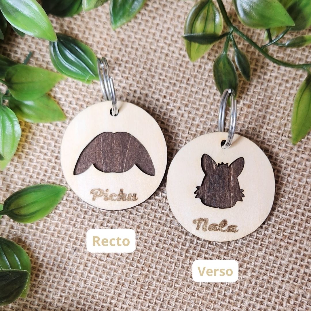 Porte-clés en bois gravé RECTO/VERSO
