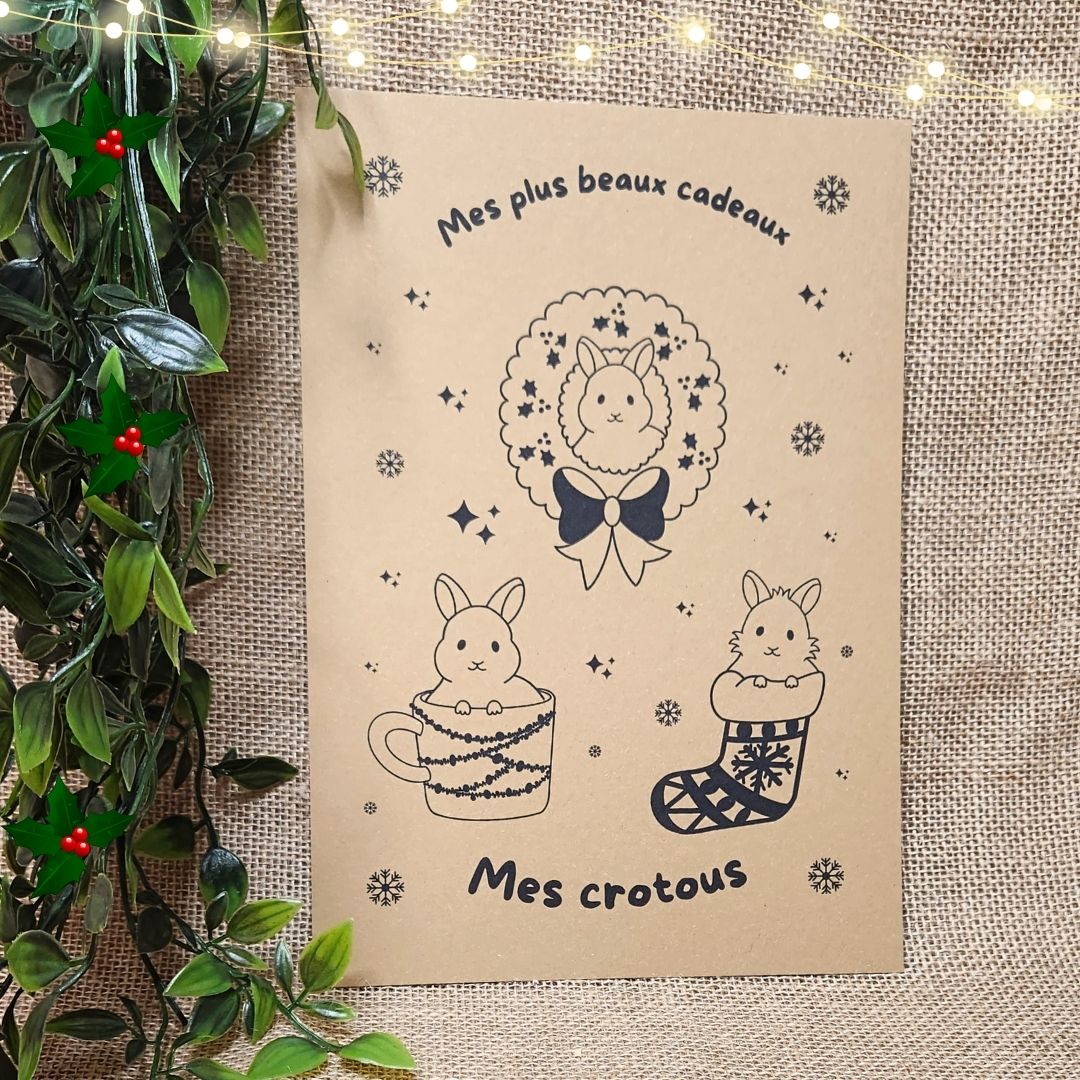 Affiche kraft A4 Noël Lapin - 100% sur mesure