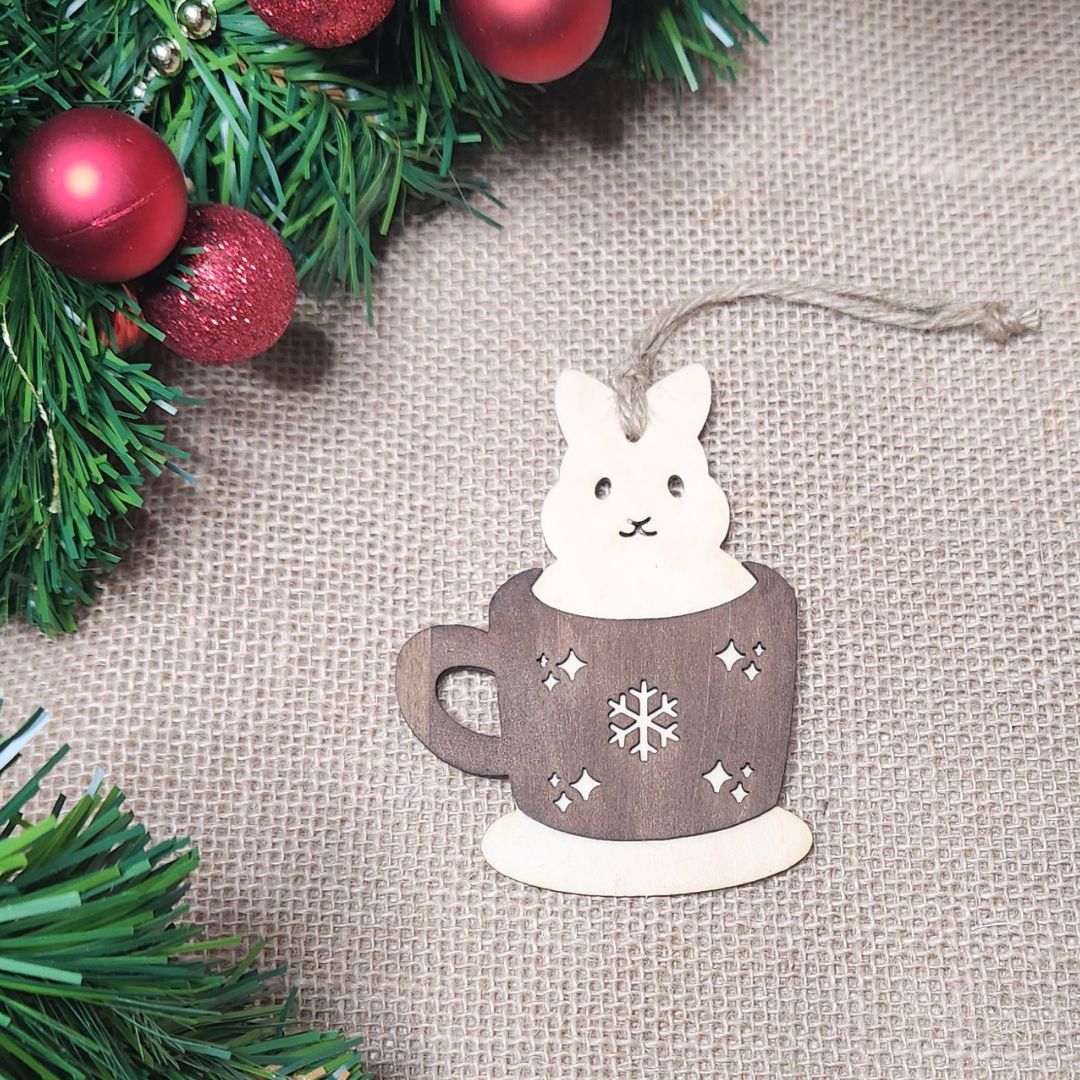 Suspension de Noël en bois - Lapin