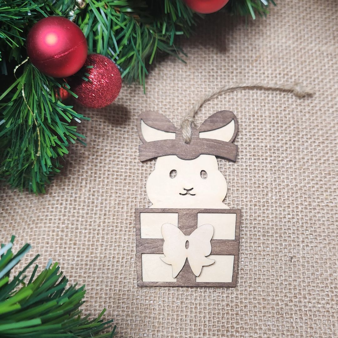 Suspension de Noël en bois - Lapin