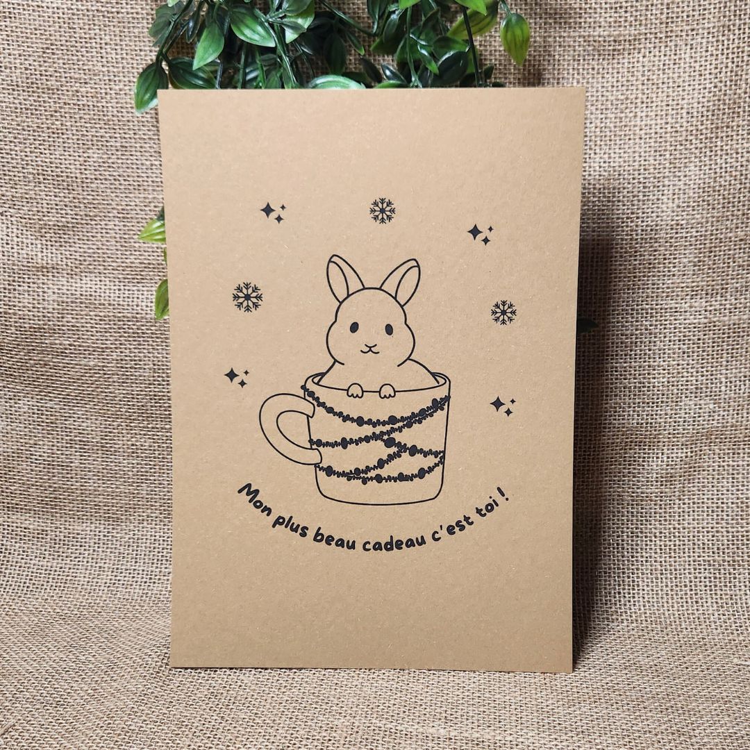 Affiche kraft A4 Noël Lapin - Illustration au choix