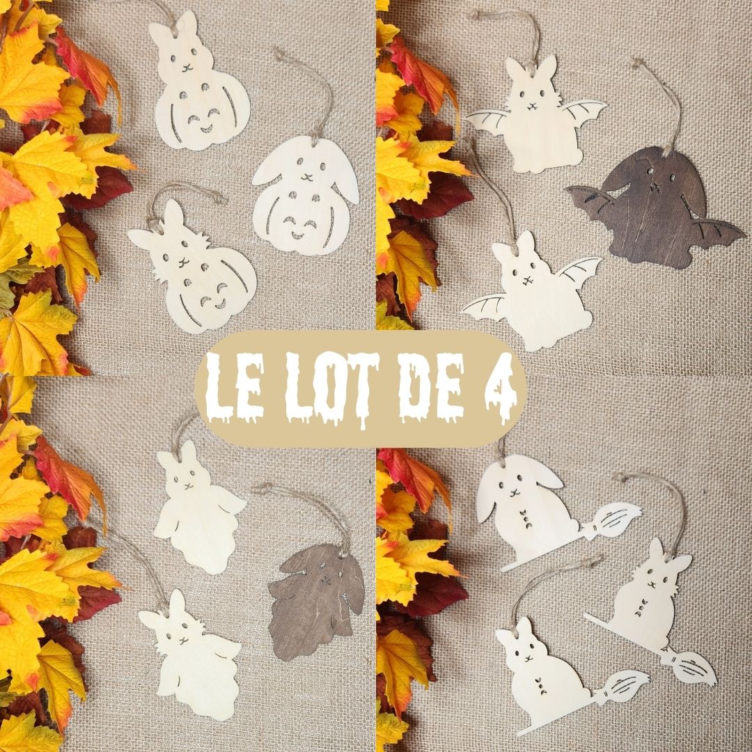 Suspensions Halloween Lapin - Bois clair ou foncé