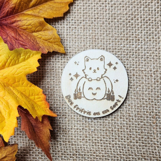 Magnet d'Halloween chat - Gravure au choix