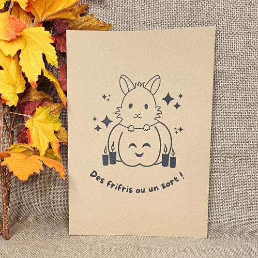 Affiche kraft A4 d'Halloween Lapin - Illustration au choix