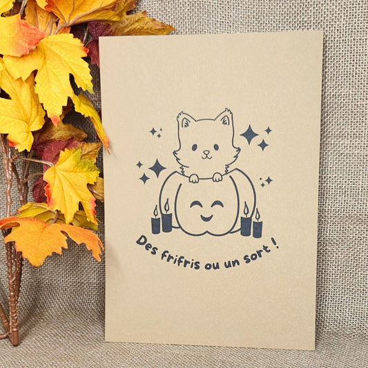 Affiche kraft A4 d'Halloween chat - Illustration au choix