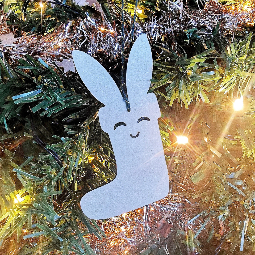 Wooden Christmas suspension - Lapinesque snowman! (Clear wood)