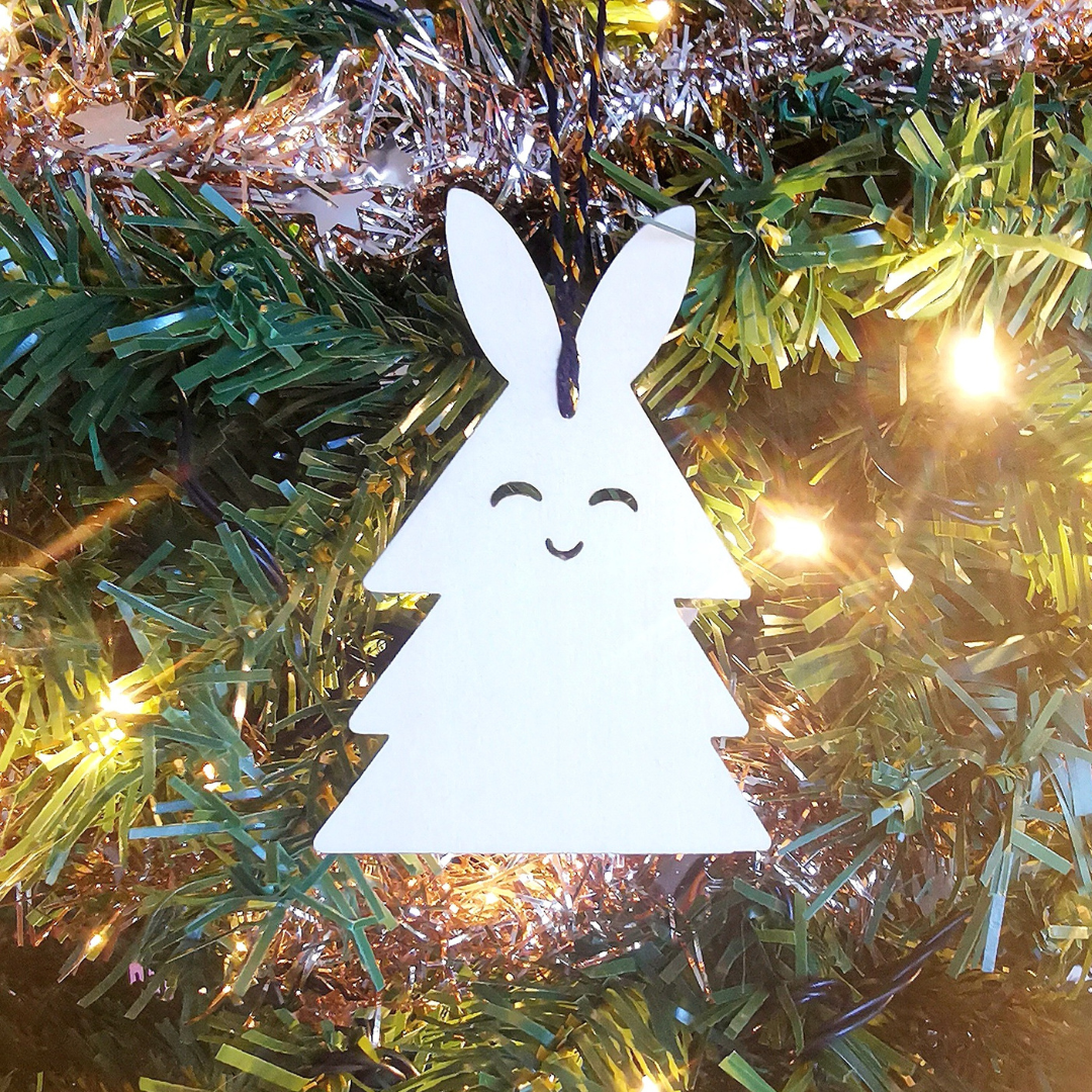 Wooden Christmas suspension - Lapinesque snowman! (Clear wood)