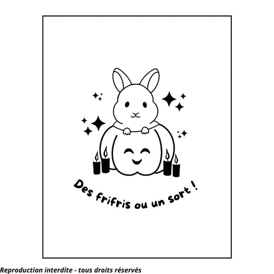 Affiche kraft A4 d'Halloween Lapin - Illustration au choix