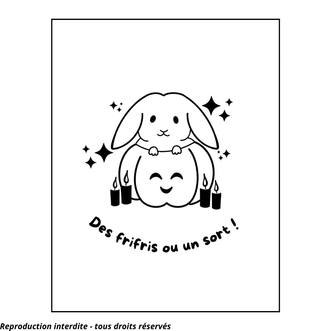 Affiche kraft A4 d'Halloween Lapin - Illustration au choix
