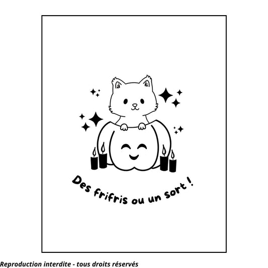 Affiche kraft A4 d'Halloween chat - Illustration au choix